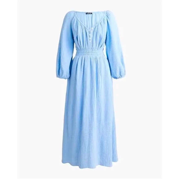 J. Crew Dresses J Crew Light Blue V Neck Long Sleeve Midi Dress In